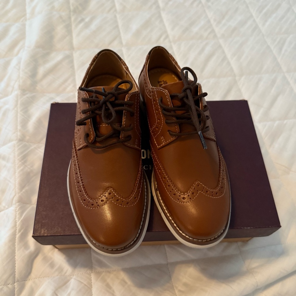 Johnston & Murphy Brown Leather Kids Oxfords